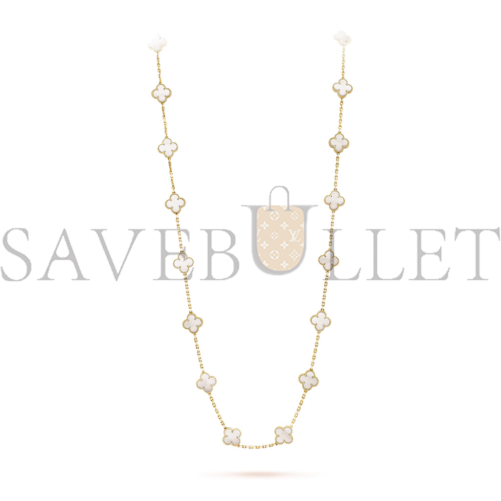 VAN CLEEF ARPELS VINTAGE ALHAMBRA LONG NECKLACE, 20 MOTIFS - YELLOW GOLD, MOTHER-OF-PEARL  VCARA42100